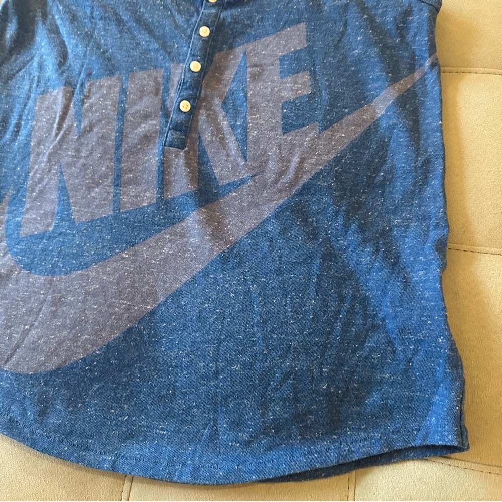 ✅ SOLD! Nike Royal Blue Swoosh Logo Cotton Half Button Racerback Tank - Picture 3 of 11